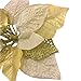M2cbridge Pack of 6 Glitter Artificial Wedding Christmas Flowers Red Glitter Poinsettia Christmas Tree Ornaments Dia 9 Inch (Golden)