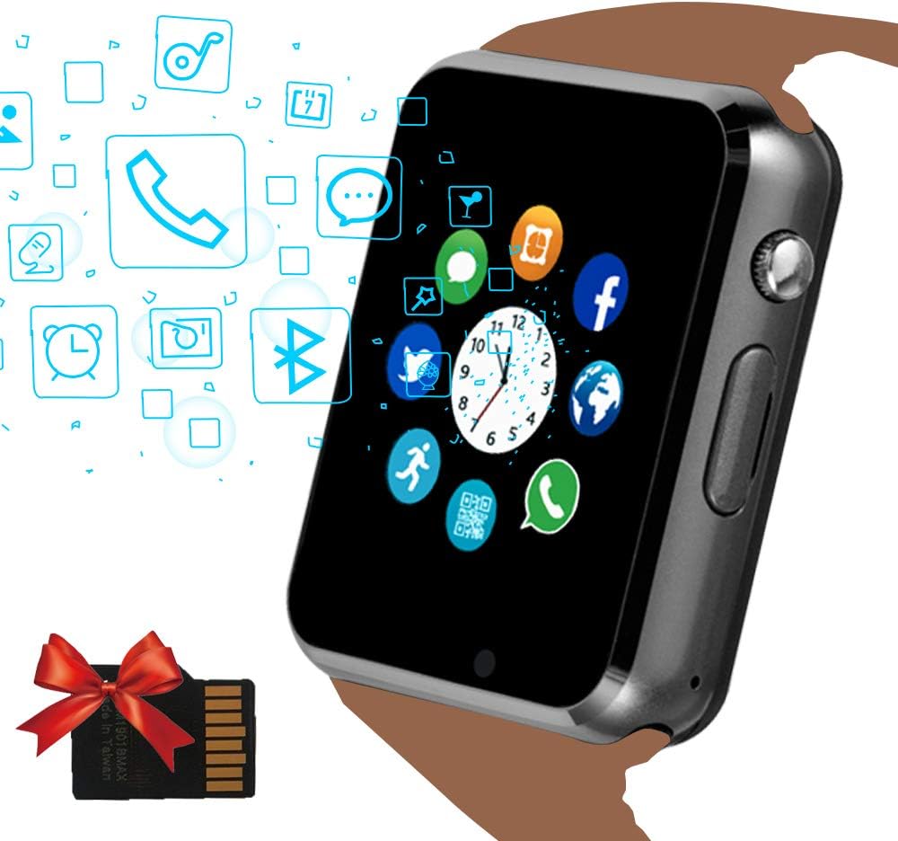 Janker Smart Watch, Bluetooth Smartwatch Android iOS Phone Compatible Unlocked Watch Phone with SIM Card Slot Camera Pedometer Touch Screen Music Player Wrist Watch for Men Women Kids,Gold