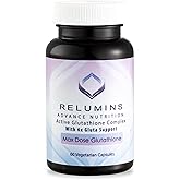 Relumins Advance White Active Glutathione Complex - Max Dose 900mg Glutathione with 6X Boosters, ALA & NAC - Anti-Aging Skin Brightening Supplement for Self-Care - 60 Capsules (30 Servings)