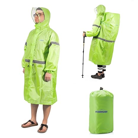 Overmont Regenumhang Regencape Regenjacke Fahrradponcho Regenmantel Fahrradregenumhang für Camping Wandern Radsport M/L Grün/