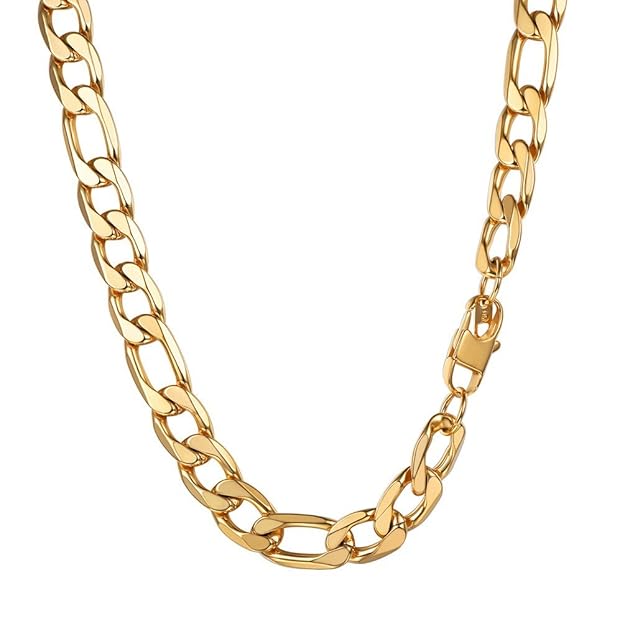 PROSTEEL Herren Halskette Edelstahl Figarokette 4/6/9/13MM breit 3+1 Glieder Link Gliederkette Herren Hip-Hop Kette 46/51/55/