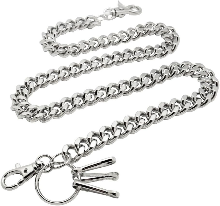 Heavy Thick Curb Cuban Link wallet chain Biker Punk Key chain (31", Gun-Metal)