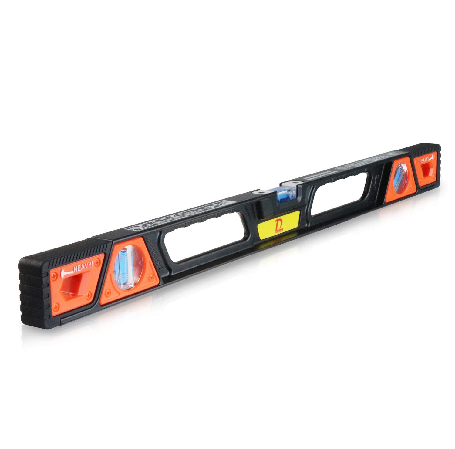 D DUSSAL 24 inch Magnetic Spirit Level Tool Aluminum I-Beam Level (3 Reading Vials, 5 Strong Magnets, Robust End Caps),Red