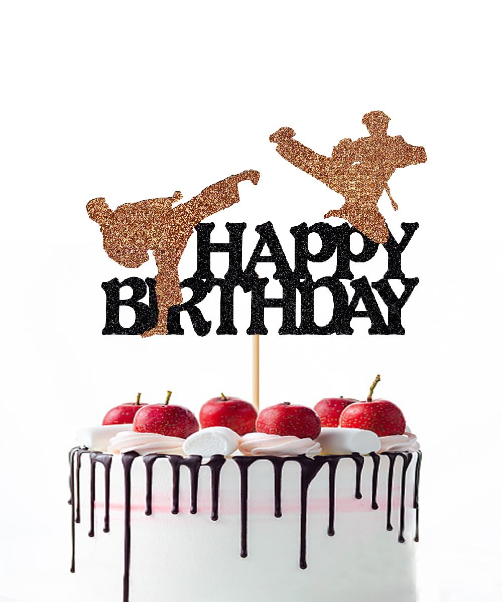 Photo 1 of Naicaek Karate Happy Birthday Cake Topper?Taekwondo theme Cake Topper,Boys Girls Taekwondo Cake Decor Kung Fu Karate Theme Party Decorations