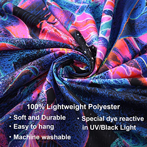 Manicer Blacklight Skull Tapestry, The Kissing Lovers Tapestry UV Reactive Trippy Psychedelic Neon Tapestries Glow in the Dark Party Backdrop, Skeleton Wall Art for Bedroom Living Room – 29.5” x 39.4”