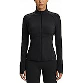 Waitfairy Zip Up Jackets for Women Yoga Gym Top Running Workout Jackets for Woman Track Jacket Women with Thumb Holes