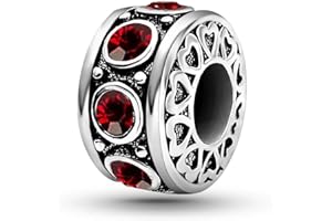 KunBead January-December Birthstone Birthday Heart Bead Charms Compatible with Pandora Bracelet for Mom Daughter Grandma Granddaughter Nana Auntie Wife Sister Best Friend