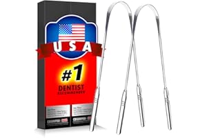 Cbiumpro Tongue Scraper for Adults, 2 Pack Flexible Metal Tongue Scraper for Kids, 100% Stainless Steel Tongue Cleaners, Tongue Scraper with Travel Case for Fresh Breath - Upgraded Version
