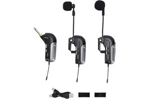 Tangxi Dual UHF Wireless Accordion Microphone, Instrument Pick Up Microphone with 2 Transmitters and 1 Receiver, 360 Pickup a