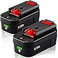TenHutt 【Lithium-ion 6.0Ah! | NOT Ni-Mh】 2Packs 18V Replace Battery for Black and Decker 18V Battery 6.0Ah HPB18 HPB18-OPE 244760-00 A1718 FS18FL FSB18 Firestorm Cordless Power Tools Lithium Battery