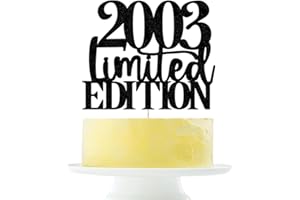 YETXEL Limited EDITION 2003 cake topper 22th birthday happy birthday cake topper men and women cheer 22 years old handmade black glitter cake decoration (2003)