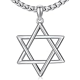 Lattd Star of David Necklace for Men 925 Sterling Silver Estrella De David Classic Jewish Israeli Pendant Necklace Jewelry Gifts for Men Women