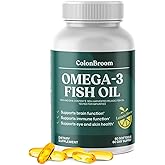 ColonBroom Omega 3 Fish Oil 2640 mg Softgels | Lemon Flavor | Daily Fish Oil Omega-3 Supplement for Women & Men with EPA & DHA | Gluten-Free, Non-GMO, Natural (60 Softgels, 2 Month Supply)