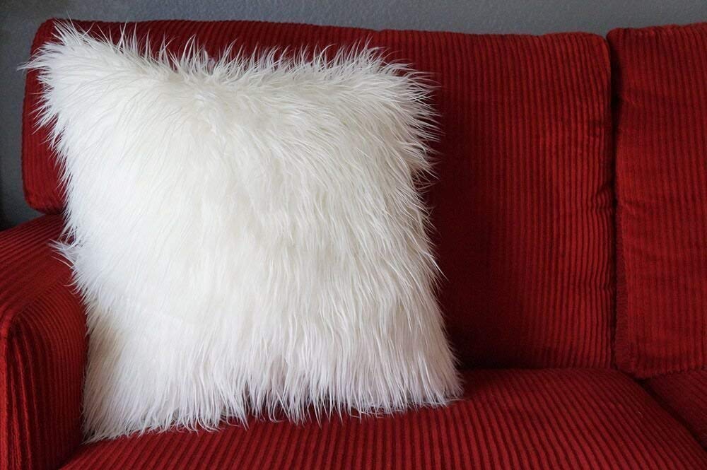 Amazon Com Pure White Faux Fur Pillow Cover 22x22 Handmade