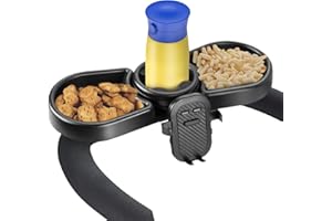XAP Universal Stroller Snack Tray, 3 in 1 Stroller Cup Holder Tray with Phone Holder Silicone Flexible Arms Grip Stroller Tray for Uppababy, Baby Jogger, Britax, BOB Stroller Wheelchair Accessories