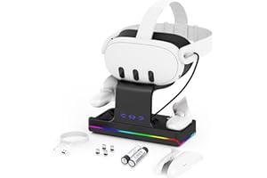 Esimen VR Charging Dock for Oculus/Meta Quest 3, Magnetic Charging Station with LED Light, Charging Dock Station with USB-C Fast Charging for VR Console and Touch Controller (Black)