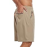 SPOSULEI Men's Athletic Hiking Shorts Water Resistant Quick-Dry Lightweight Outdoor Sweat Shorts with Zipper Pockets