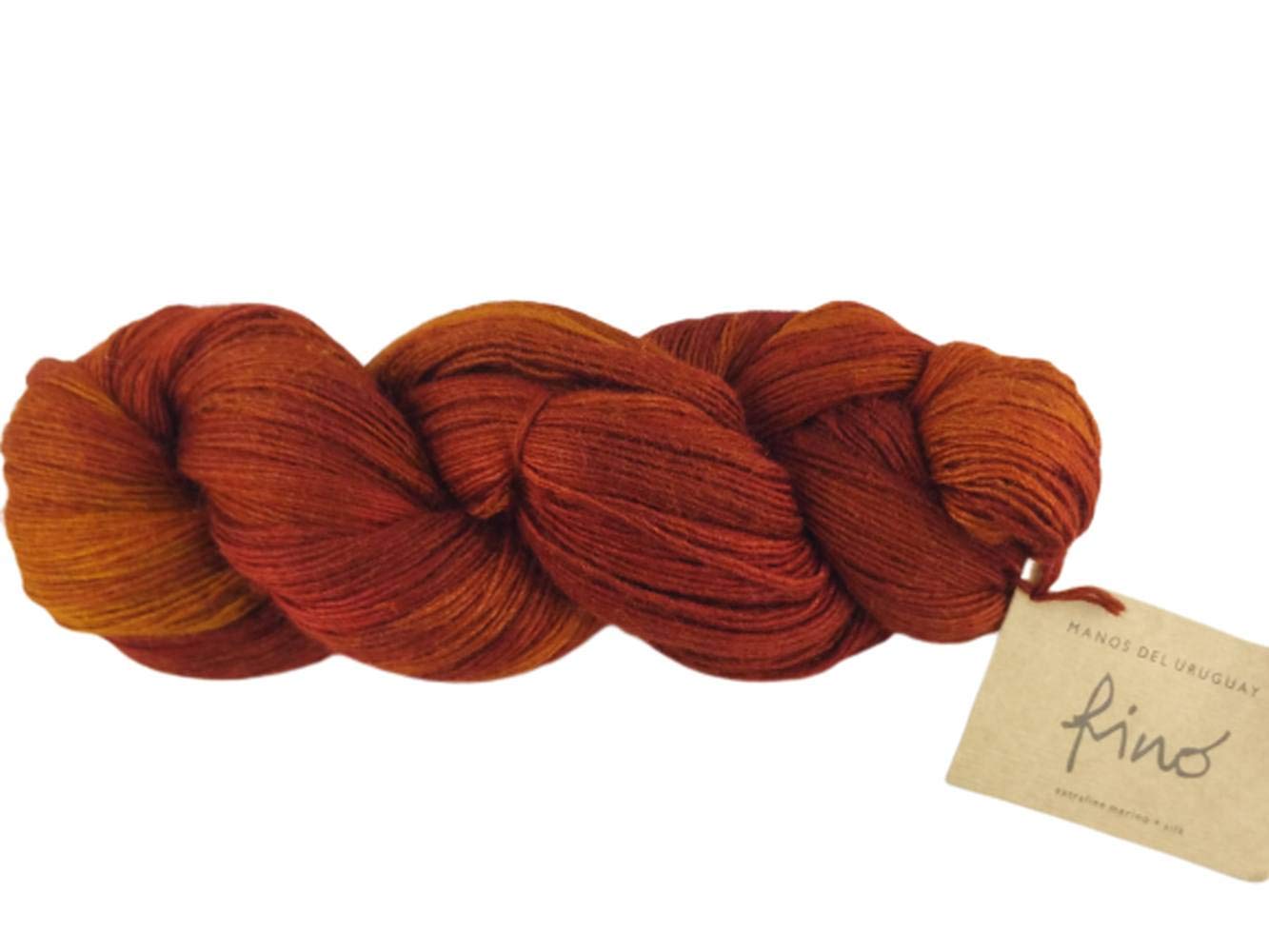 Manos Del Uruguay Silk Blend Fino 6362 Rust, 100g, Merino Silk Hand Dyed Yarn