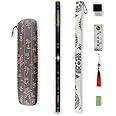 F Key Dizi Black Bitter Bamboo Flute Chen Qing Flute with Free Membrane & Glue & Protector Set Traditional Chinese Instrument (Key of F/Bitter Bamboo Black +Red)