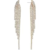 Humble Chic Simulated Diamond Earrings - Darling Waterfall Tassel CZ Statement Chandelier Studs, Silver
