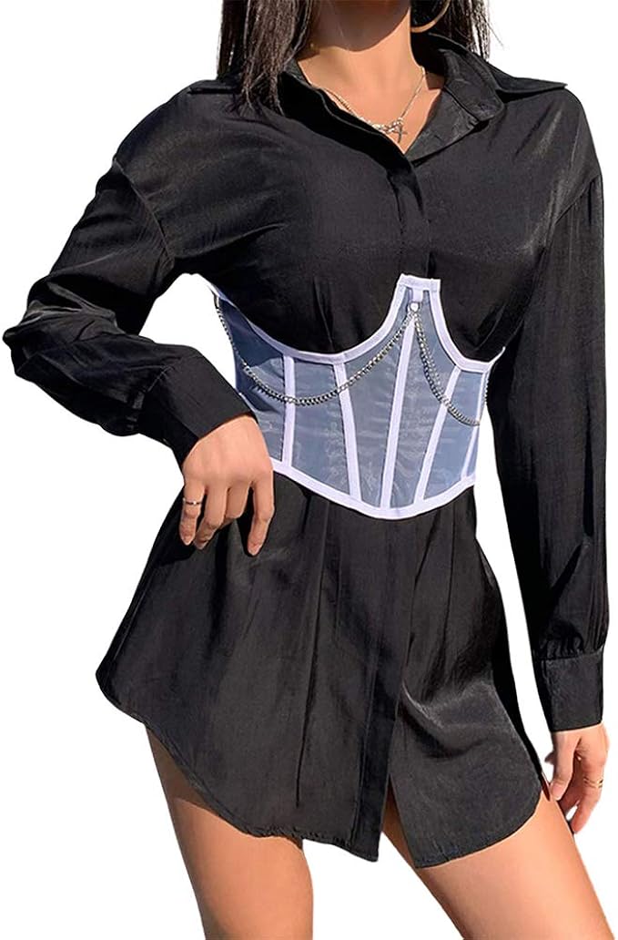 ENTER&RELIEVE Women'S Waist Corset, Slimming Tummy Mesh Chain Decorated