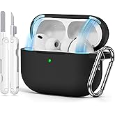 MCTOPZO for AirPods Pro 3 Case 2025 Come with Cleaner Kit,Soft Silicone Protective Cover for Apple AirPods Pro 3rd Generation Cases with Keychain, AirPod Pro 3 Case for Women Men-Magnetic Black