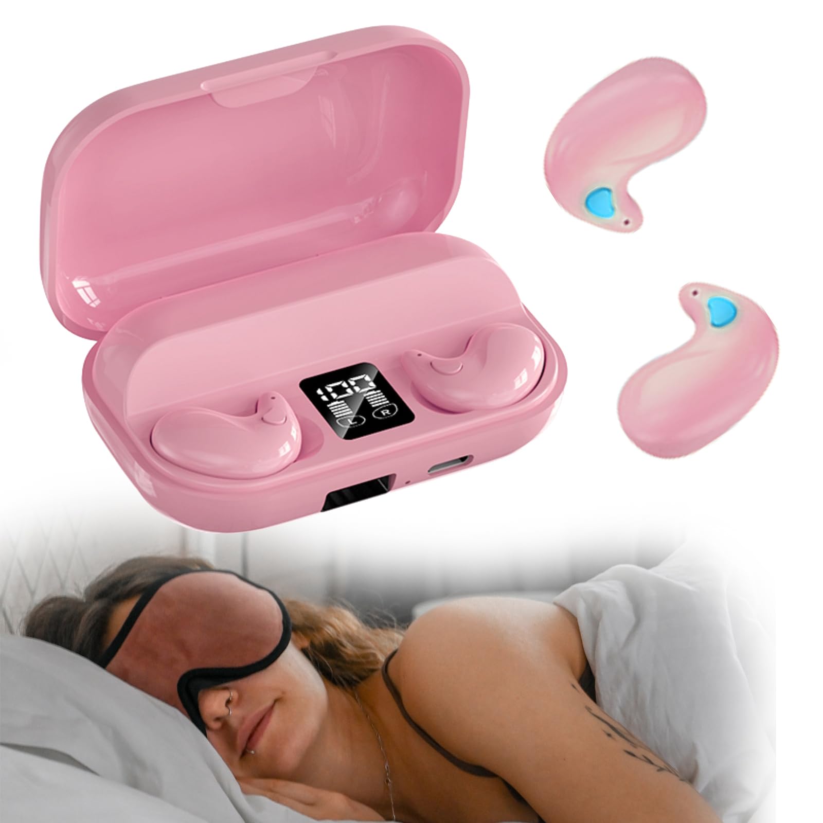 Invisible Sleep Wireless Earphone IPX5 Waterproof Pink Wireless Thin ...