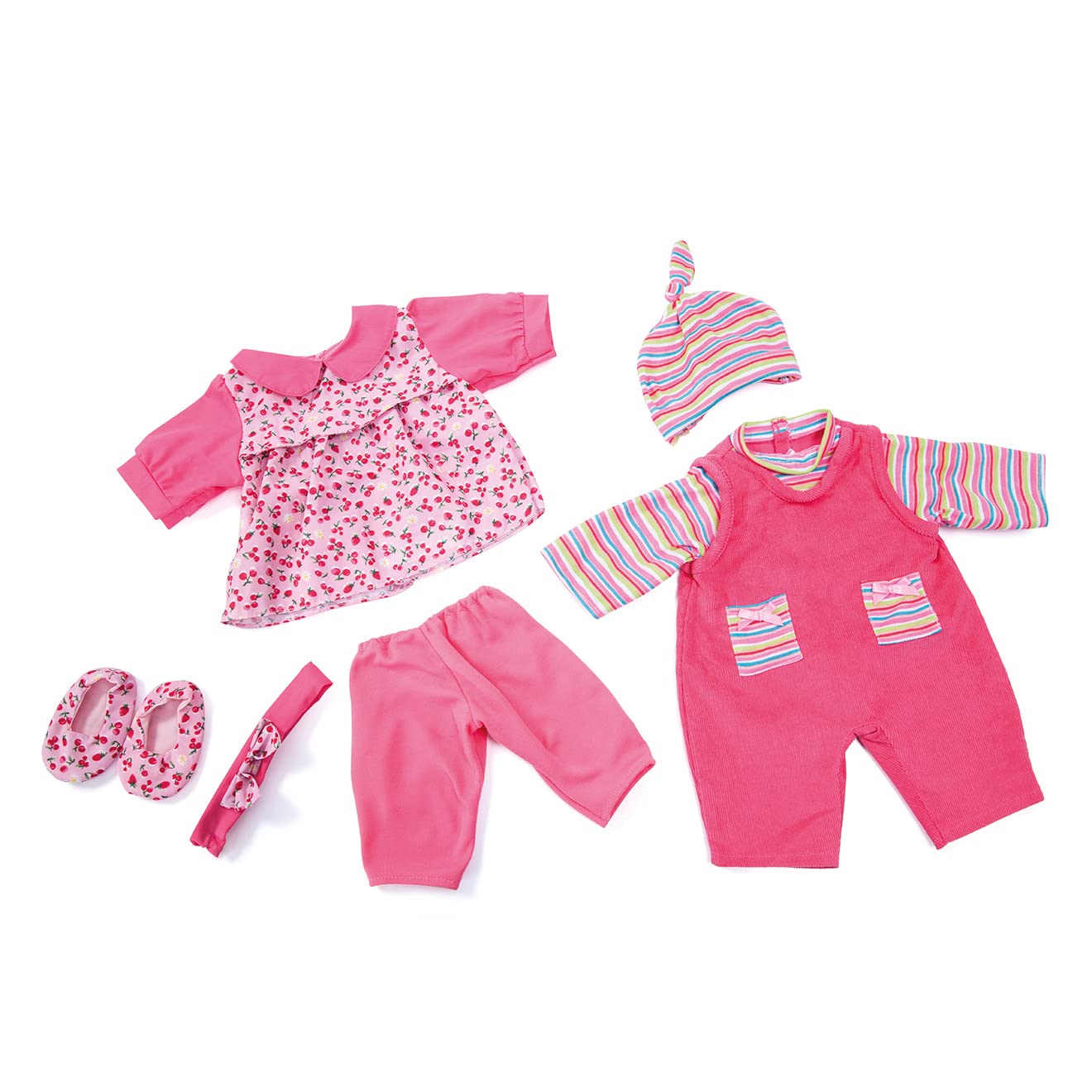 Bayer Design Dolls clothing 16 to 18 inch, shoes, trousers, hairband, dungarees, cap, dress