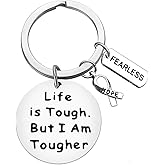 Vadaka Cancer Awareness Keychain Cancer Survivor Gift Cancers Fighter Gift Life is Tough But I am Tougher Keychain Cancers Awareness Inspirational Present Recovery Jewelry for Her Him