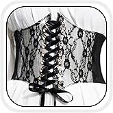 BODIY Women Lace Corset Belts Elastic Cinch Belt Tied Waspie Wide Waist Bustiers for Dress