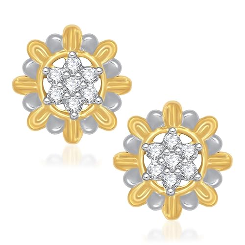VK Jewels Earrings Cubic Zirconia Stud Earrings for Women (Golden) (vker1194g)