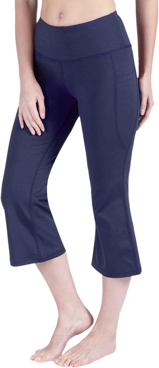 SYKROO Women's High Waisted Yoga Capris Leggings Athletic Running Workout Tummy Control Stretch Pants with Pocket: Clothing