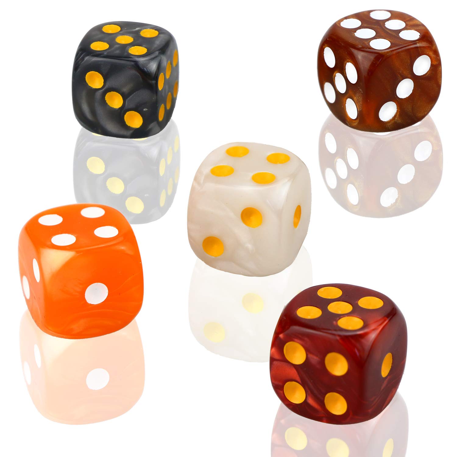YOUSHARES 50 Pcs Multi-Color Dice Set - 16mm Acrylic, Pearl, Hexahedron D6 Dice - Perfect for Tenzi, Yahtzee, Farkle, Bunco