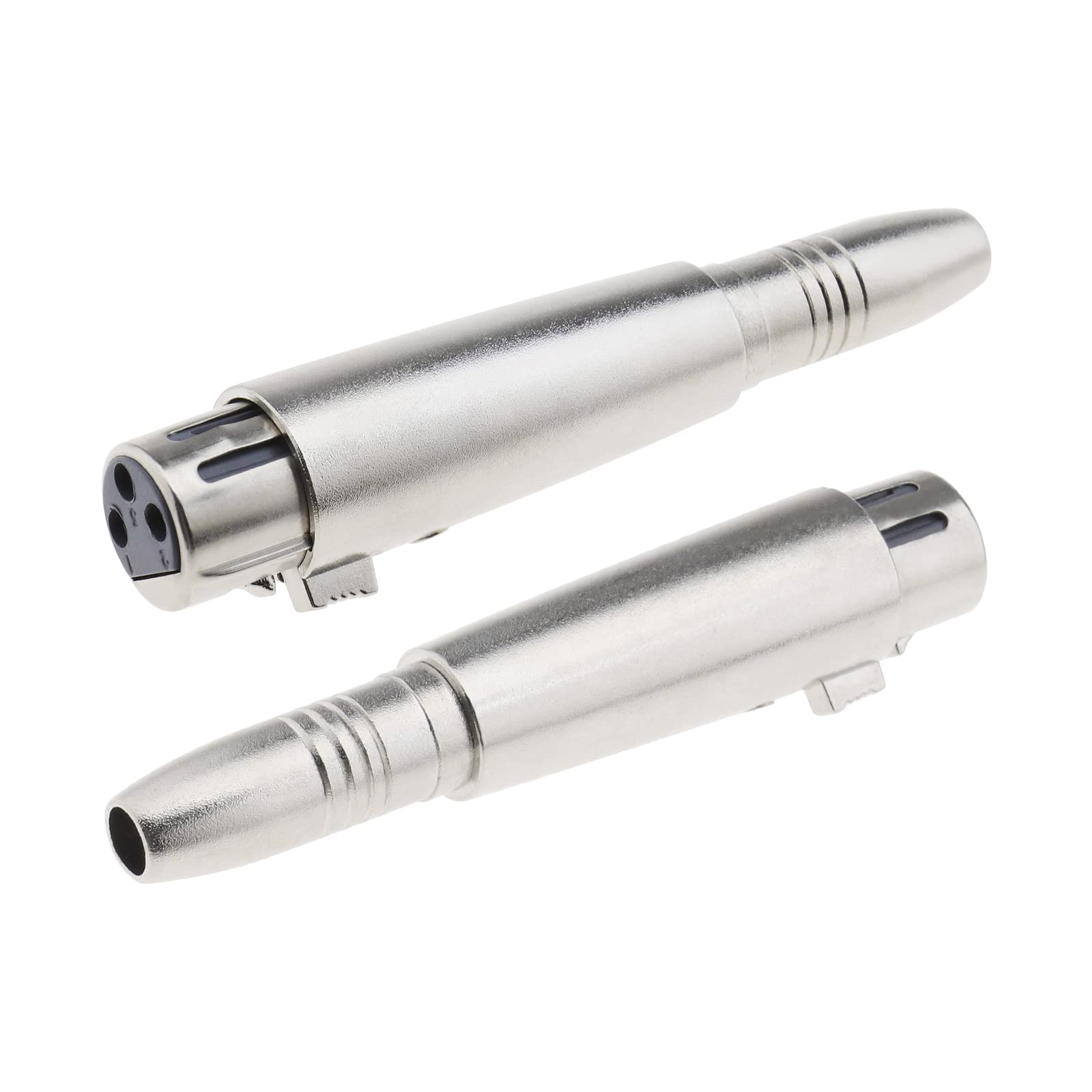 ECSiNG 2x 3-Pin XLR to 1/4 Adapters 3 Pins XLR Female to 6.35mm Female Mono Plug Socket Conversion Connector Stereo Audio Microphone Mic Adapter Converter for Microphone Audio Silver