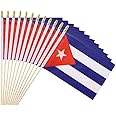 Ckexin 25Pack Small Cuba Flag Handheld Mini Cuban Flag on Stick 5x8 Inch