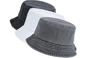 kozinu Washed Cotton Bucket Hats Packable Summer Outdoor Cap Travel Beach Sun Hat Plain Colors for Men Women