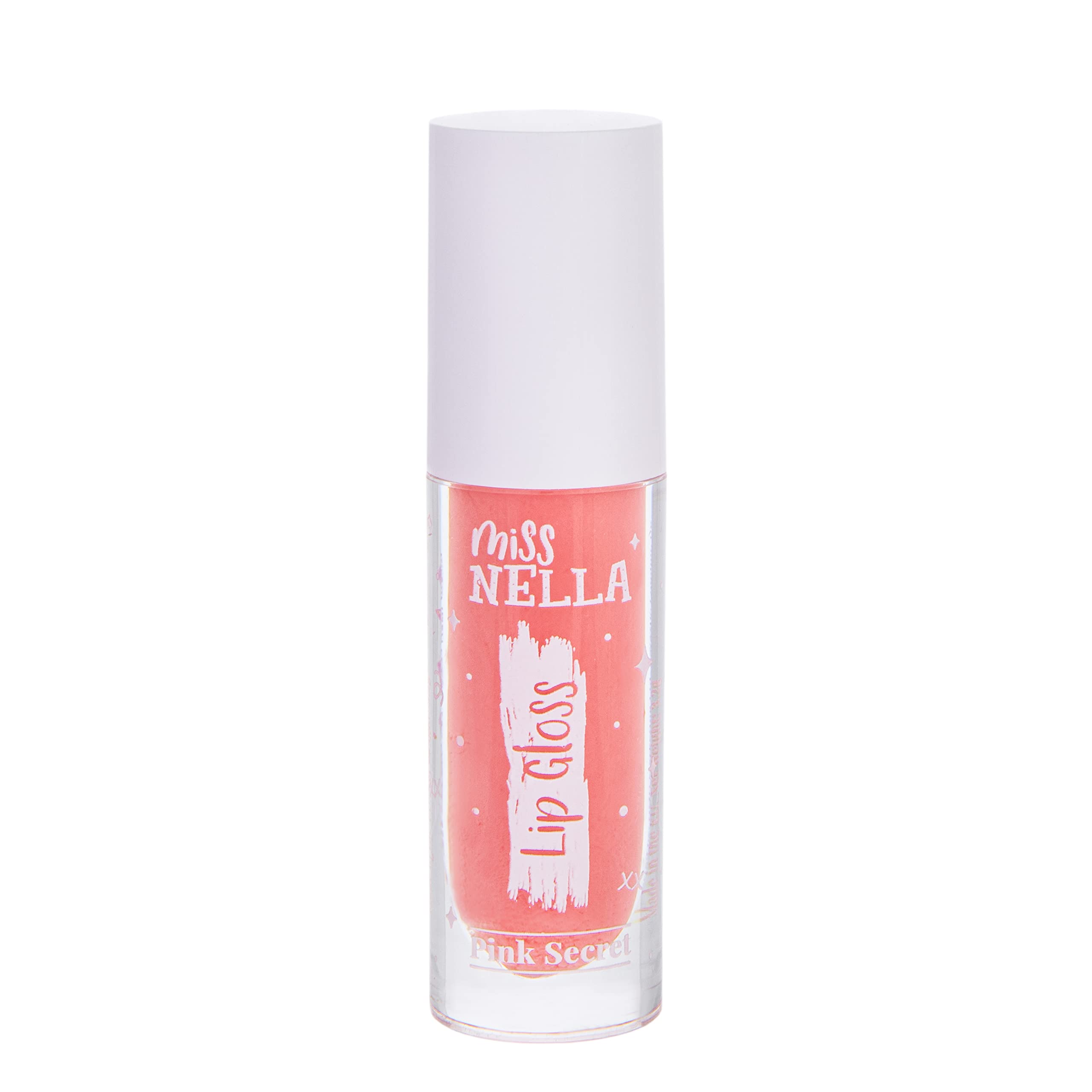 MISS NELLA Pink Secret Lip Gloss, Pink hydrating children Lip Gloss, watermelon scent, gentle on the skin. gives a sheer kiss of colour, with extra shine.