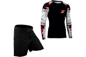 ROAR-INT Roar MMA Rashguard & BJJ Grappling Shorts Cage Fight Jiu Jitsu Spats No Gi Sets