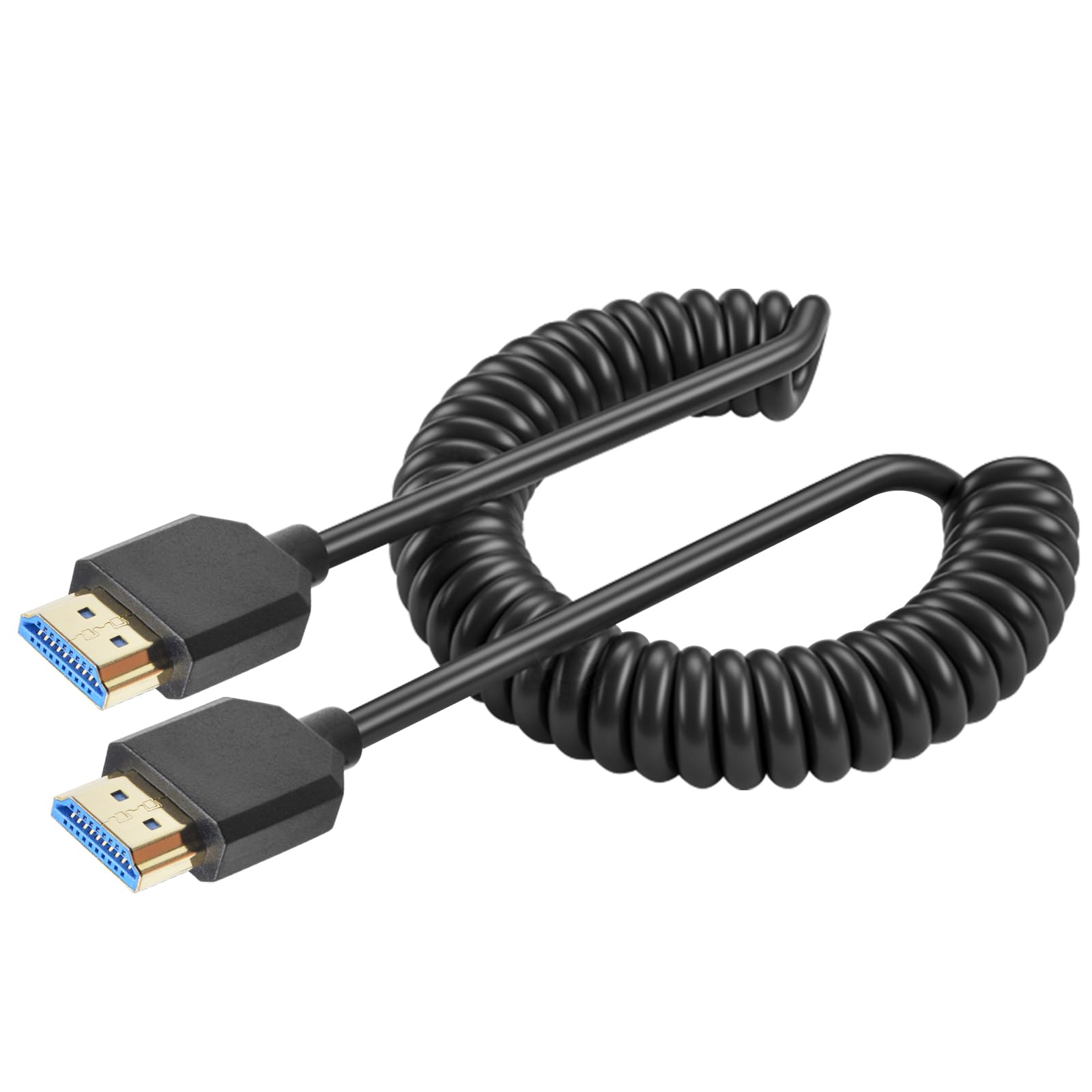 Duttek 8K HDMI Coiled Cable 1.8M, Ultra HD HDMI to HDMI Coiled Cable, Ultra Thin HDMI 2.1 Male Cable Support 48Gbps, 8K@60Hz, Dynamic HDR Compatible for PS5/PS4/X-Box/Roku TV/HDTV/Blu-ray
