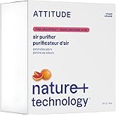 ATTITUDE Odor Eliminator with Activated Carbon, Plant-Based Air Purifier, Vegan, Made in Canada, Pink Grapefruit Scent, 227 g