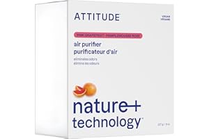 ATTITUDE Odor Eliminator with Activated Carbon, Plant-Based Air Purifier, Vegan, Made in Canada, Pink Grapefruit Scent, 227 g