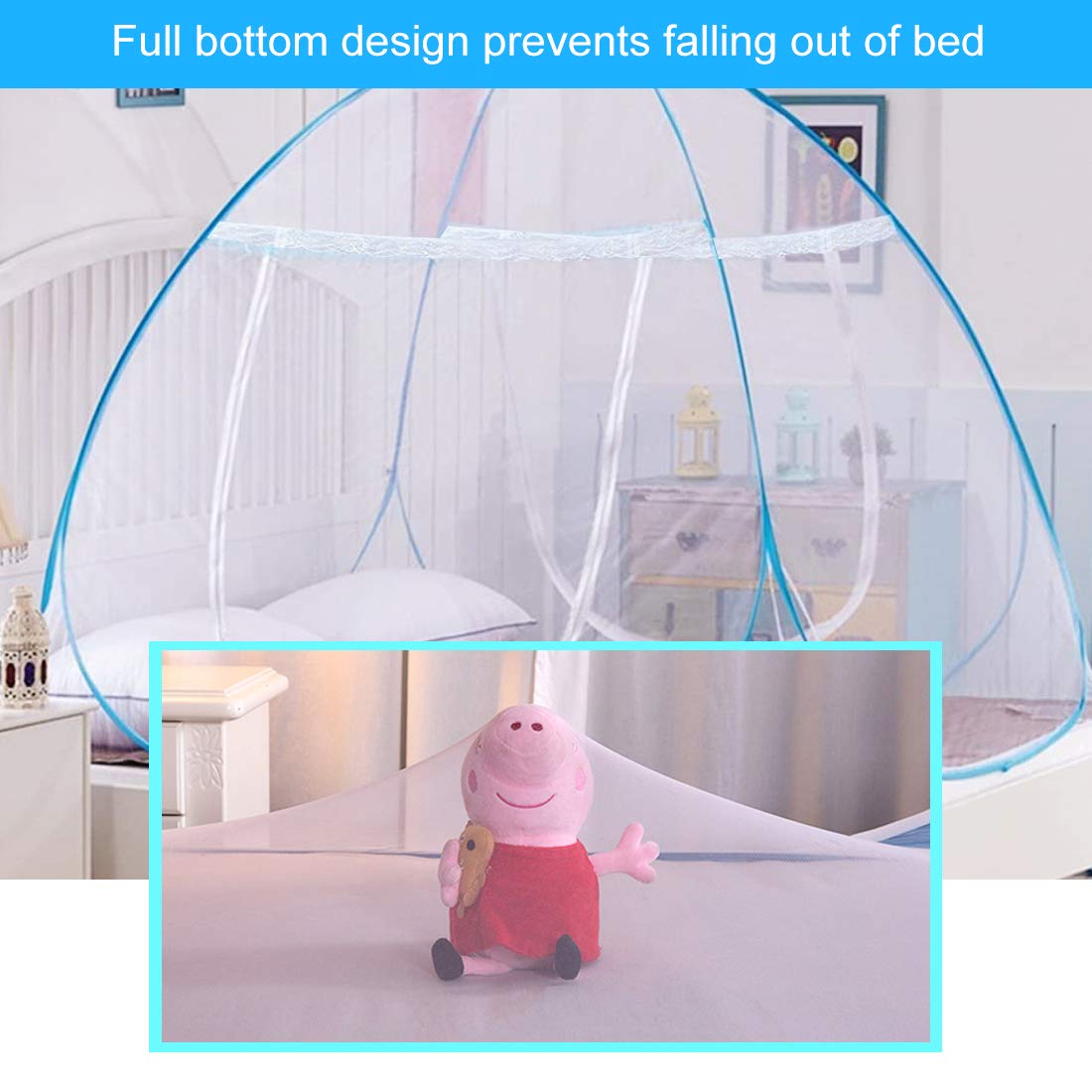 Omont Pop Up Mosquito Net Tent with Bottom, Folding Design for Bedroom and Outdoor Trip, Finest Holes Anti Mosquito Bites, Easy to Install and Wash for Twin to King Size Bed (79 x71x59 inch): Baby