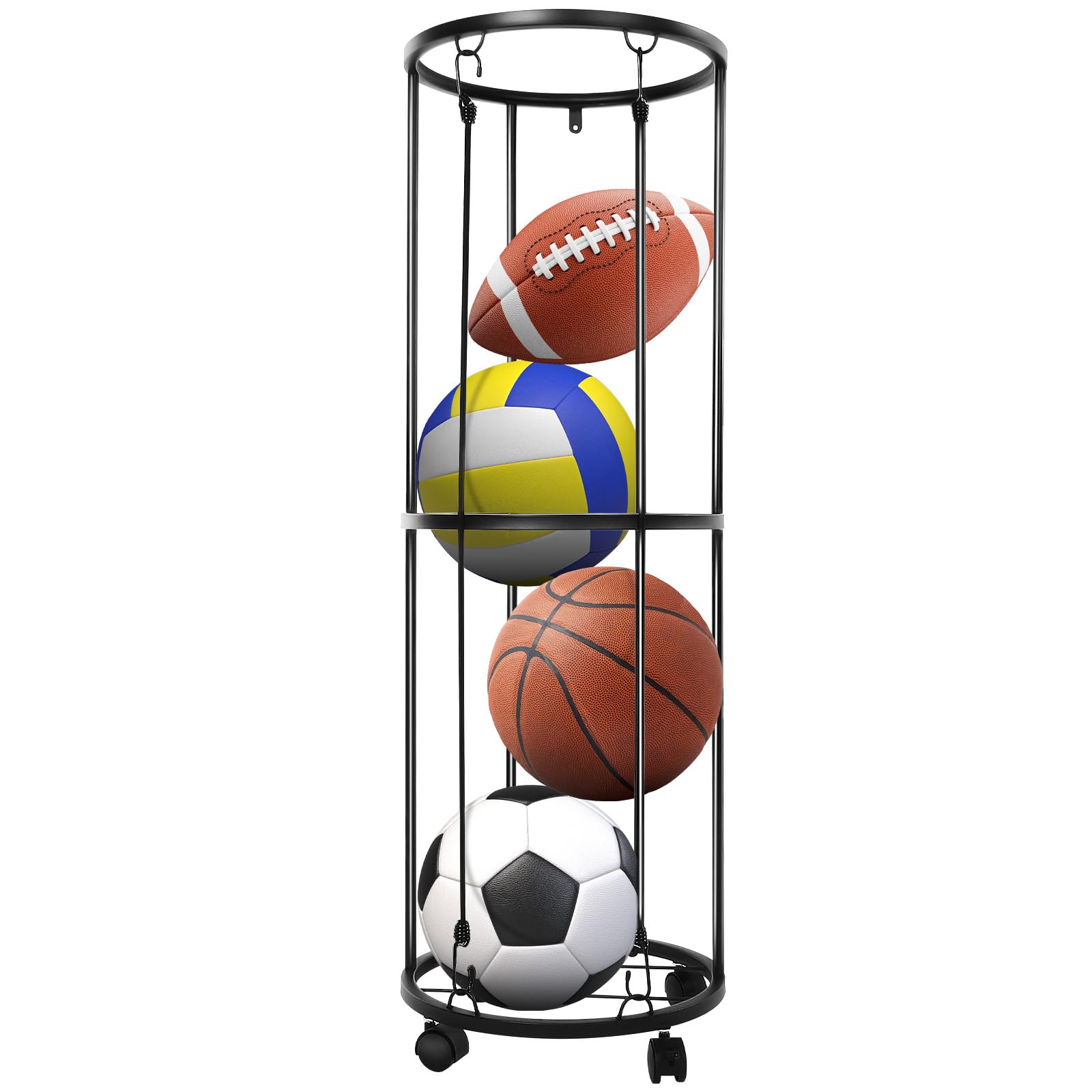 Photo 1 of Lemecima Columnar Vertical Ball Racks, 38x13 Inch Rolling Basketball Holder, Wall Mount, Indoor Rooms and Gyms