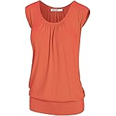 Lock and Love Women's Scoop Neck Short Sleeve Solid/Print/Dip-Dye Sweetheart Top S-3XL Plus Size