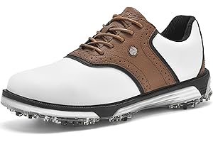 DARIBOM Mens Golf Shoes Traditions Fixed Nailless Sole Waterproof Spikeless Size 7.5-14
