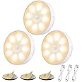 Electight 3 Pack Motion Sensor Light, 8 LEDs Rechargeable Night Light, with USB Cable & Magnetic Patch, 3 Modes, Cordless Safe Wall Light for Kitchen, Bookshelves, Drawers - 3000K Warm White