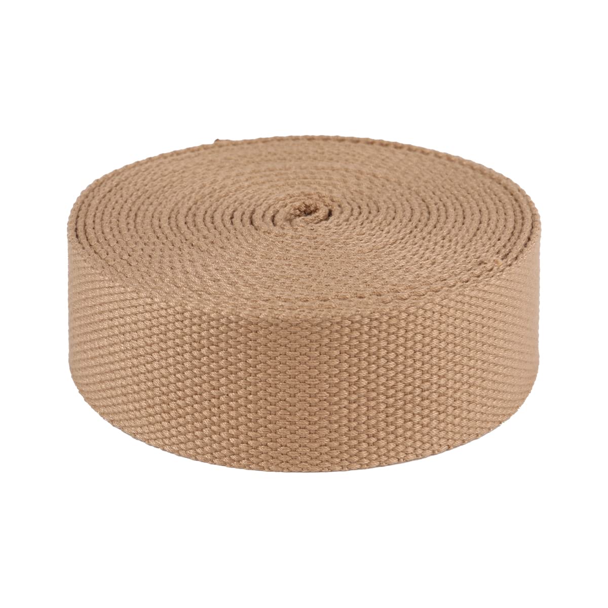 Suncoolla 5M Canvas Cotton Plain Weave Webbing Strap Bag Belt Tape 25/38/50mm (Beige, 25mm)