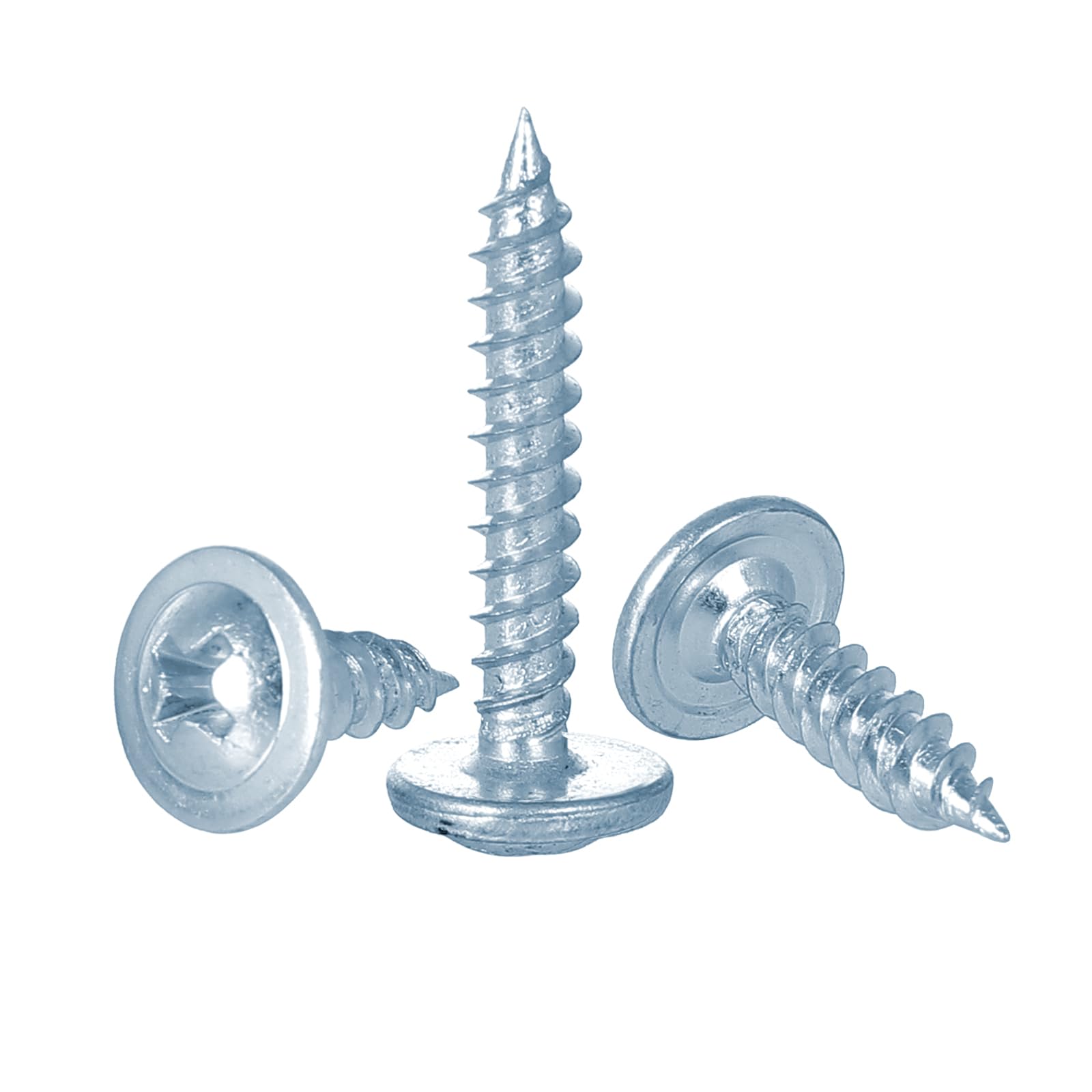 FandWay 100Pcs Wafer Head Self Tapping Screws,M4.2x19mm Wood Screws,Modified Truss Head Self Drilling Screw,Blue Zinc Coated Sheet Metal Screw for Aluminum WoodWork Plastics. — image 1