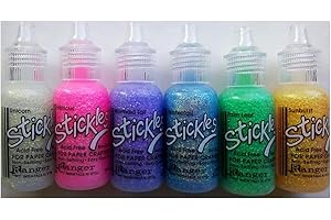 Stickles Ranger Glitter Glue Bundle i ''Magical'' - Six .5 fl oz Bottles - Unicorn, Hibiscus, Mermaid's Tail, Waterfall, Palm