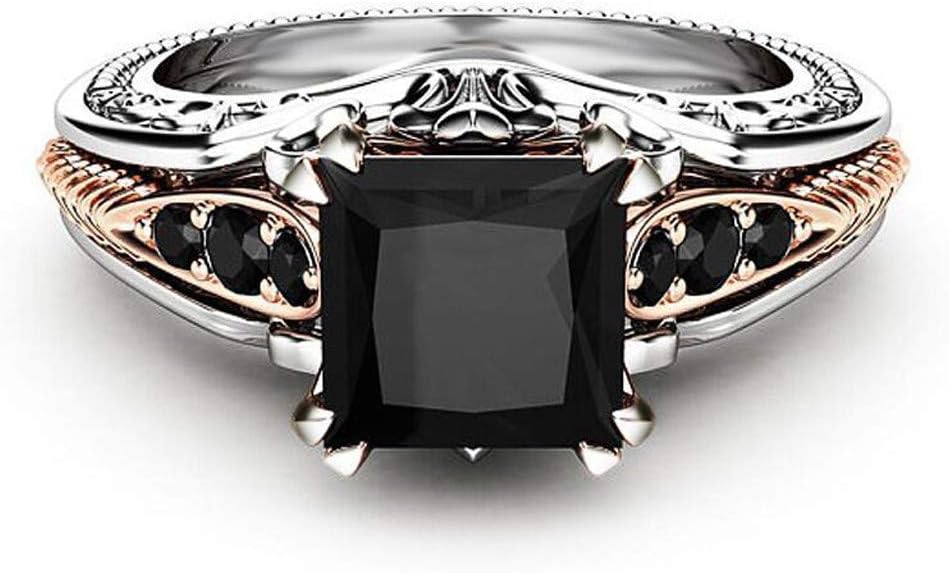 Kiranly Rings,Women Black Diamond Cut Diamond Princess Jewelry Wedding Engagement Gift